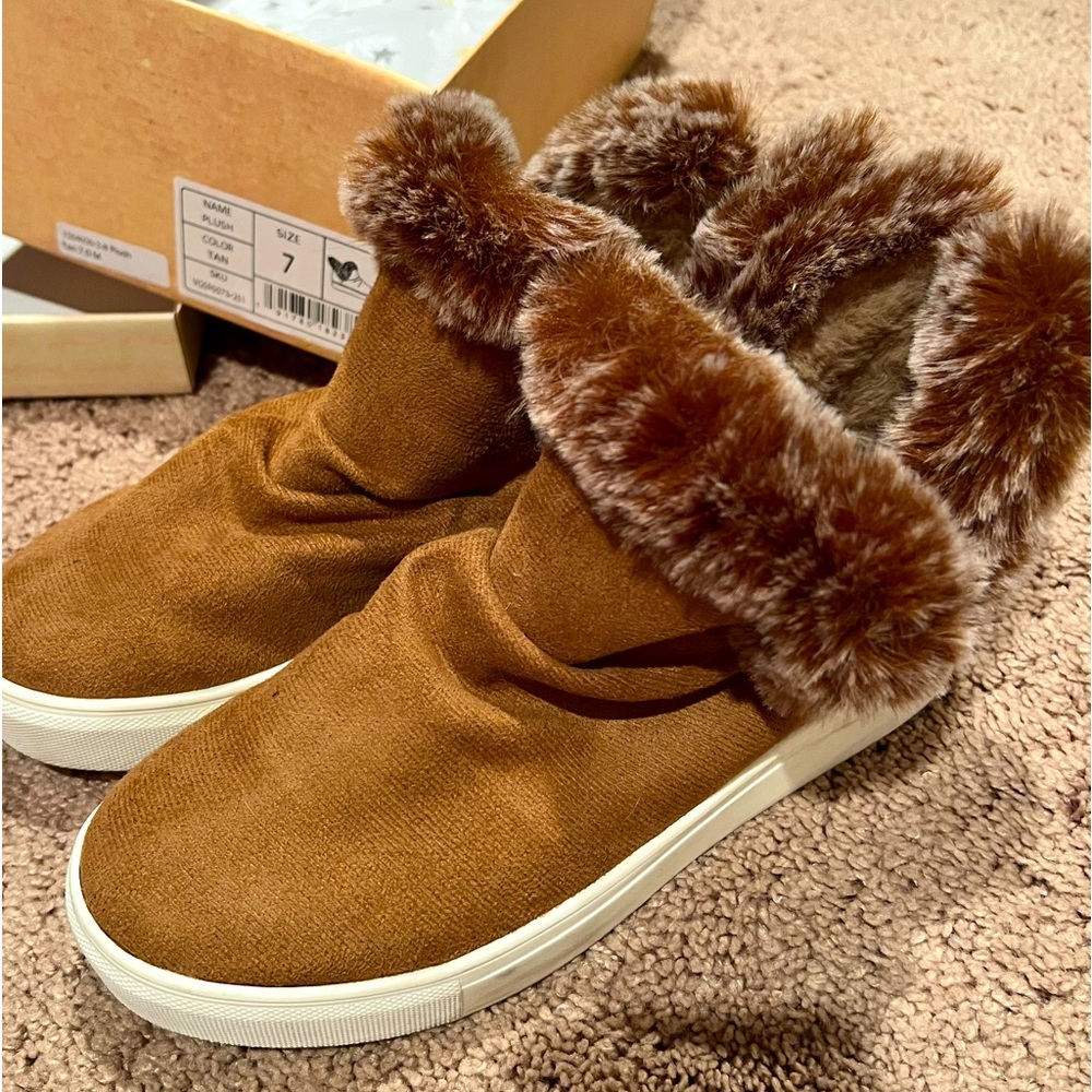 Very G Plush Tan Booties